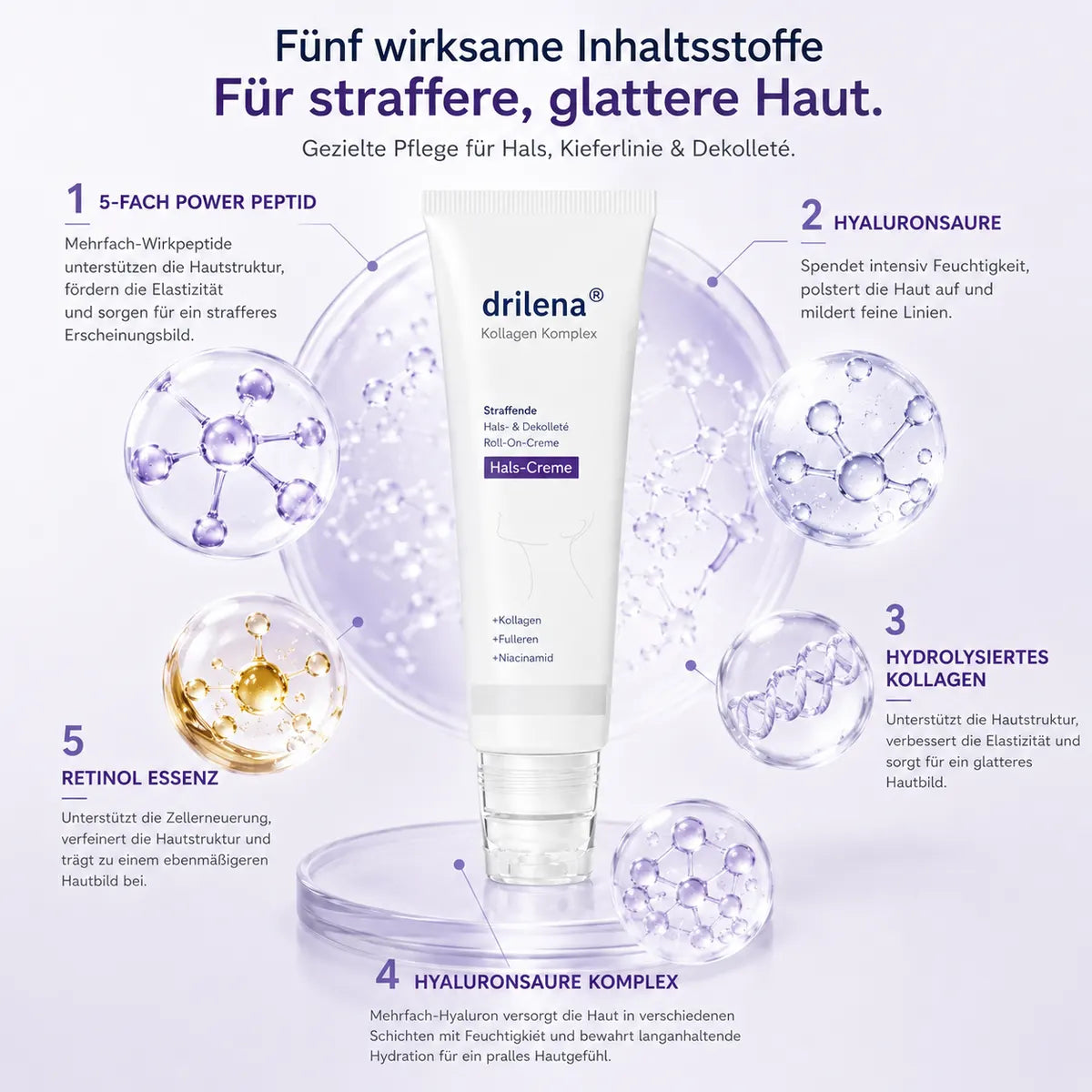 🫧drilena® Straffende Hals- & Dekolleté-Roll-On-Creme