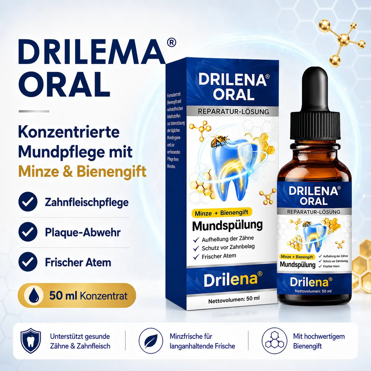 🪄drilena® Reparierende Mundpflege-Lösung mit Bienengift — Konzentriertes Mundwasser für frischen Atem & Anti-Plaque-Schutz