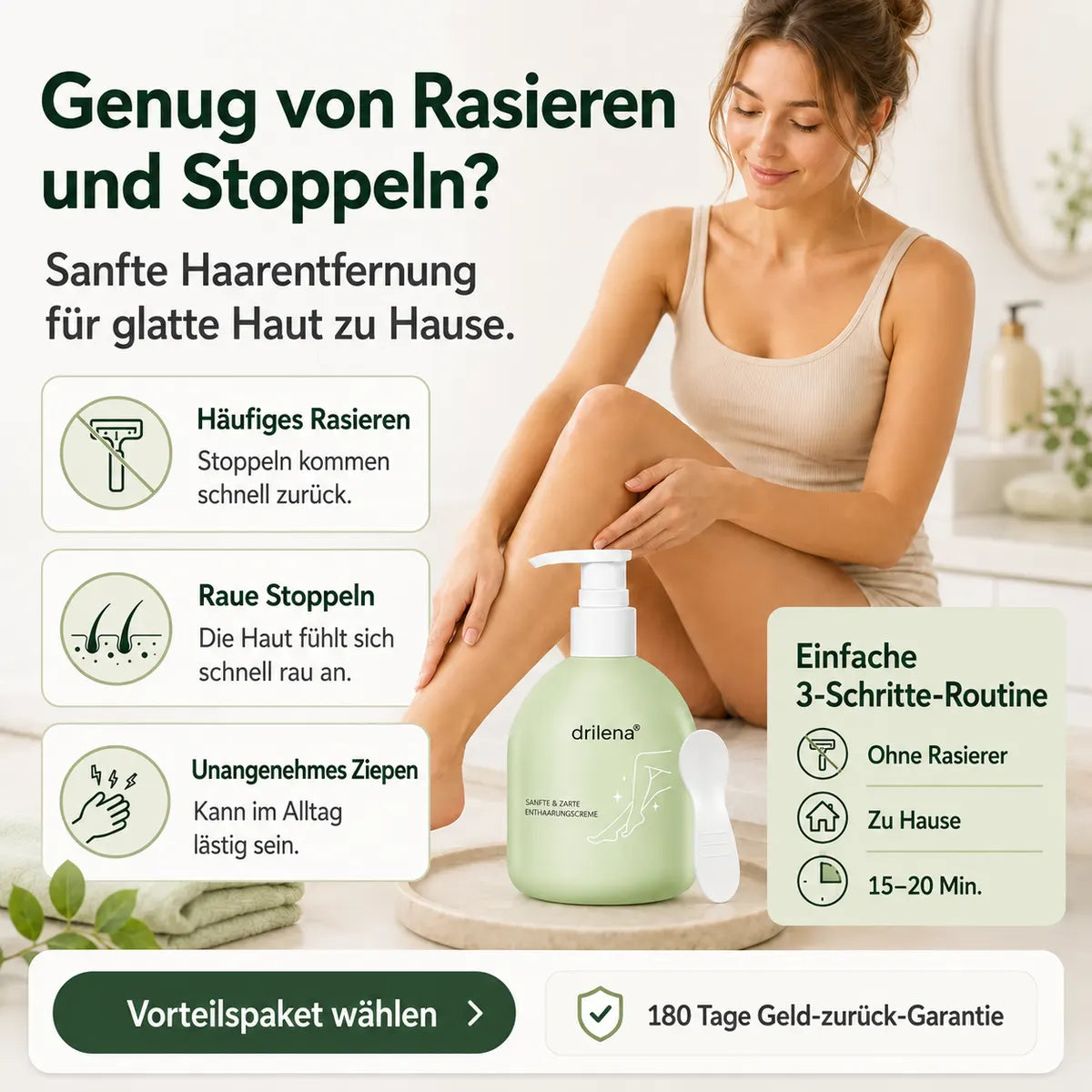 🧼drilena® Sanfte, nicht reizende Enthaarungscreme