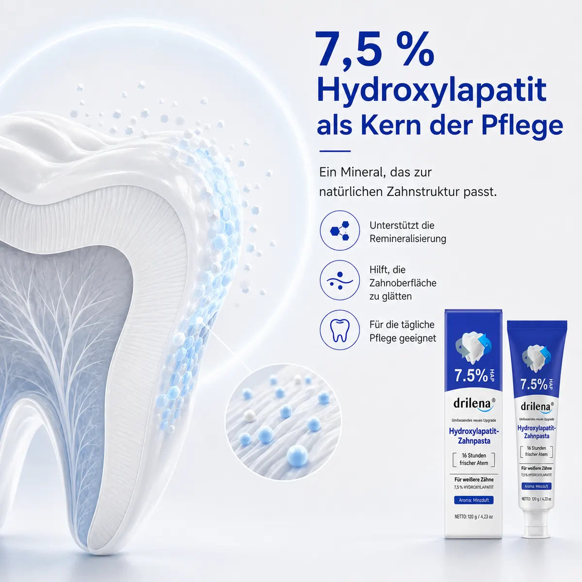 🫧🪄Bestseller – Hydroxylapatit-Zahnpasta 7,5 % zur Zahnschmelz-Reparatur & Zahnaufhellung – Frischer Geschmack, fluoridfrei (Copy)
