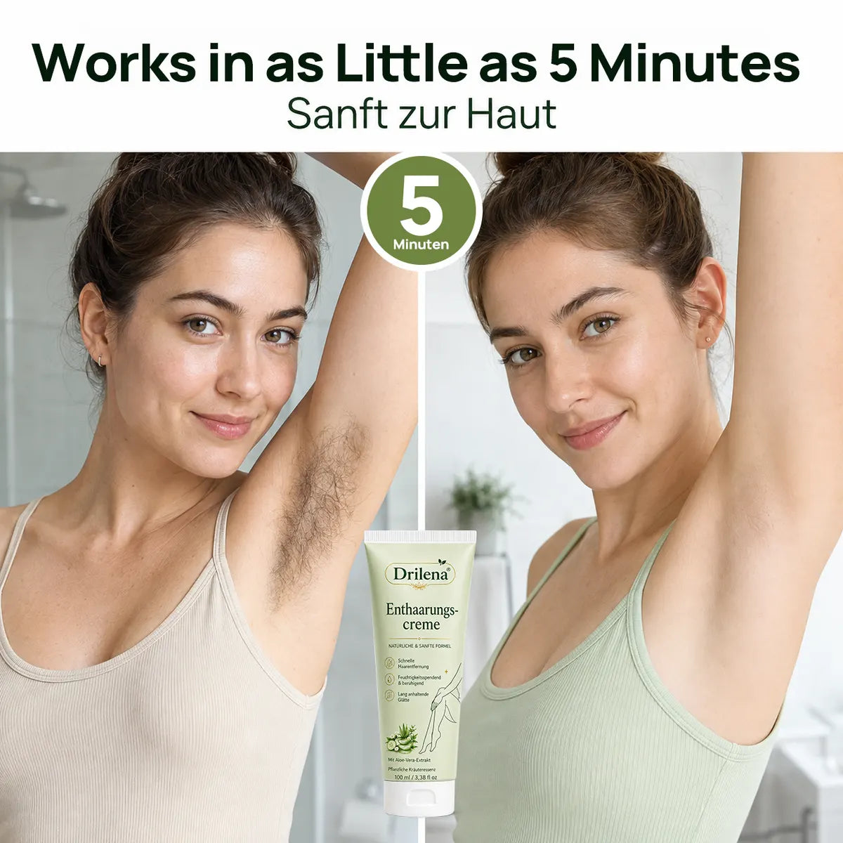 drilena® Natural Gentle Hair Removal Cream | For Women & Men, Sensitive Skin