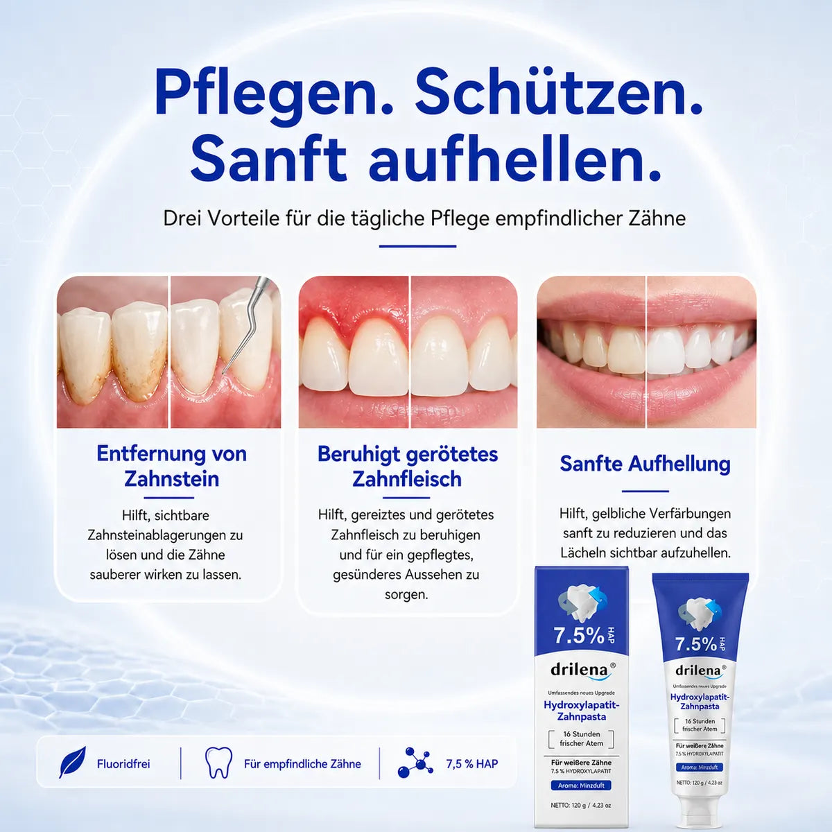 🫧🪄Bestseller – Hydroxylapatit-Zahnpasta 7,5 % zur Zahnschmelz-Reparatur & Zahnaufhellung – Frischer Geschmack, fluoridfrei (Copy)