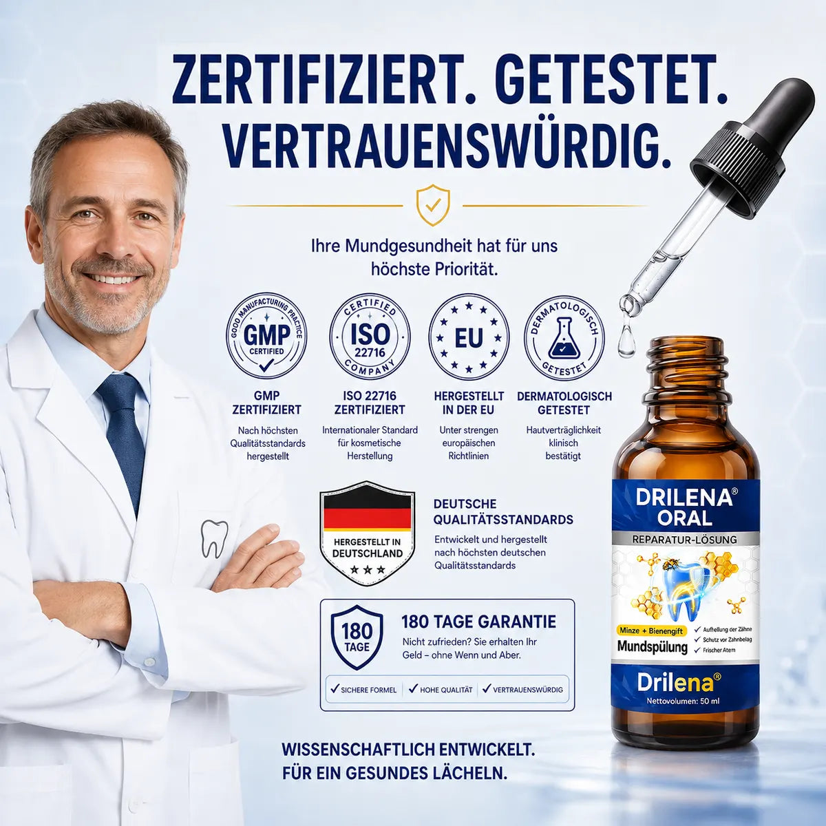 🪄drilena® Reparierende Mundpflege-Lösung mit Bienengift — Konzentriertes Mundwasser für frischen Atem & Anti-Plaque-Schutz