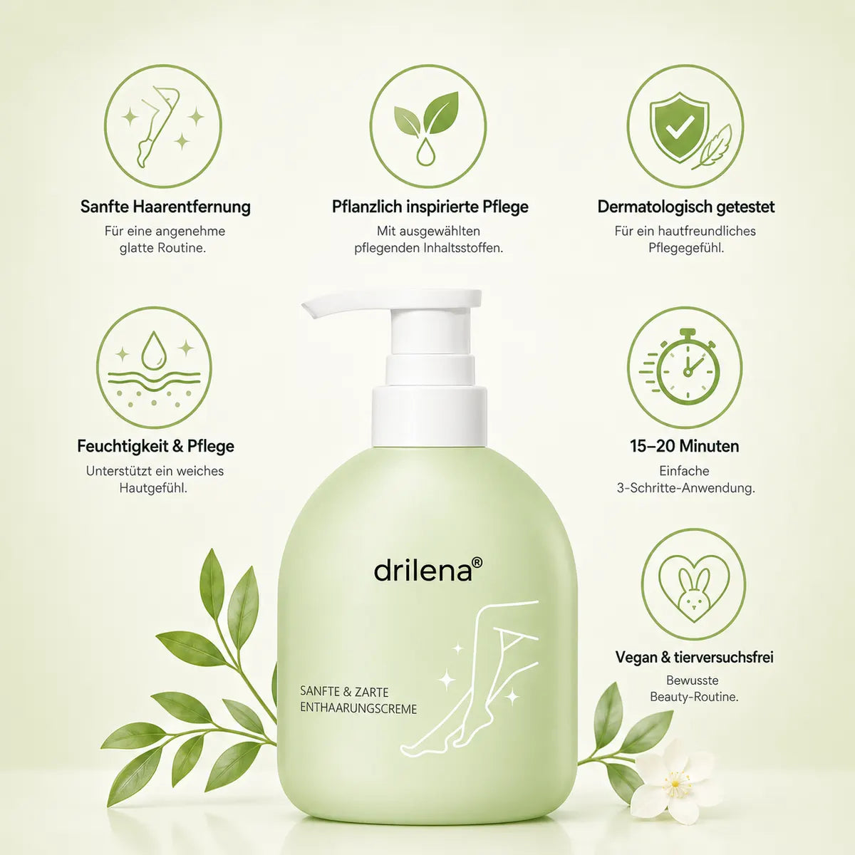 🆙drilena® Sanfte, nicht reizende Enthaarungscreme