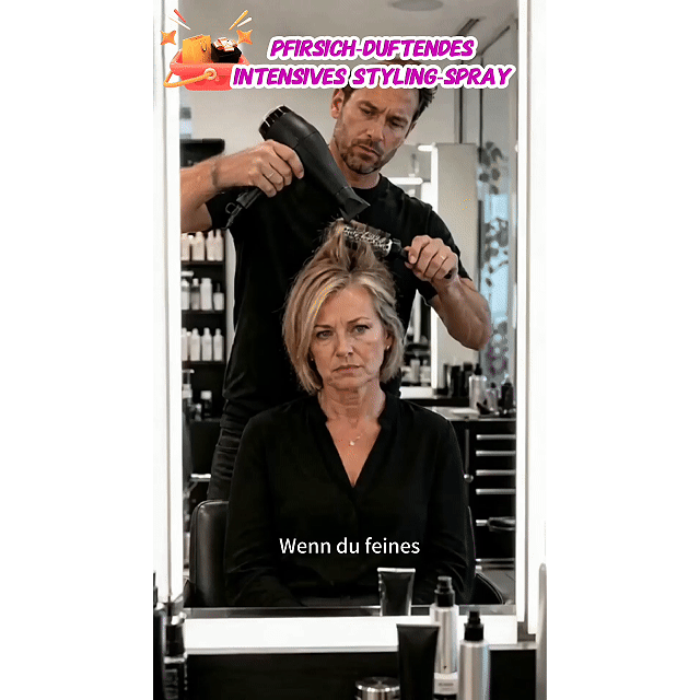 🪄✨ Volumenspray mit Pfirsichduft – Langanhaltender Halt und mehr Haarfülle. Leichtes Stylingspray für feines, glattes und plattes Haar.