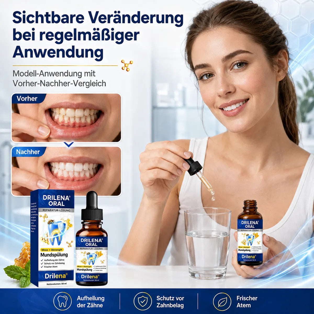 🪄drilena® Reparierende Mundpflege-Lösung mit Bienengift — Konzentriertes Mundwasser für frischen Atem & Anti-Plaque-Schutz