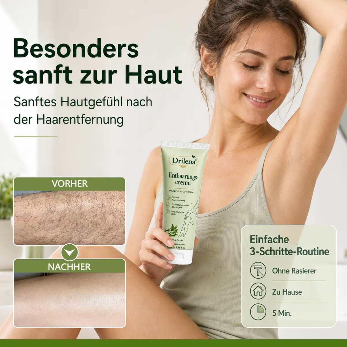 drilena® Natural Gentle Hair Removal Cream | For Women & Men, Sensitive Skin