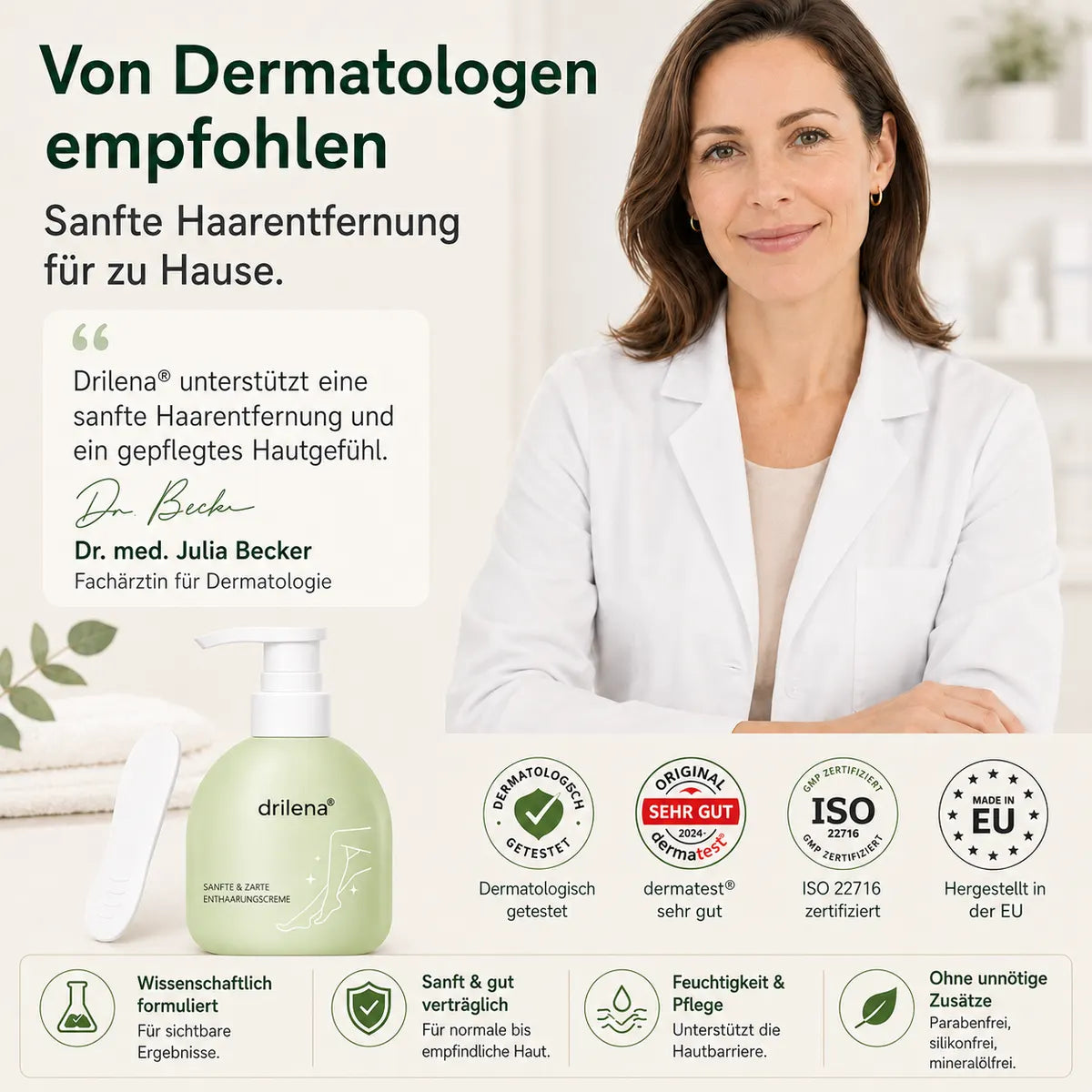 🧼drilena® Sanfte, nicht reizende Enthaarungscreme