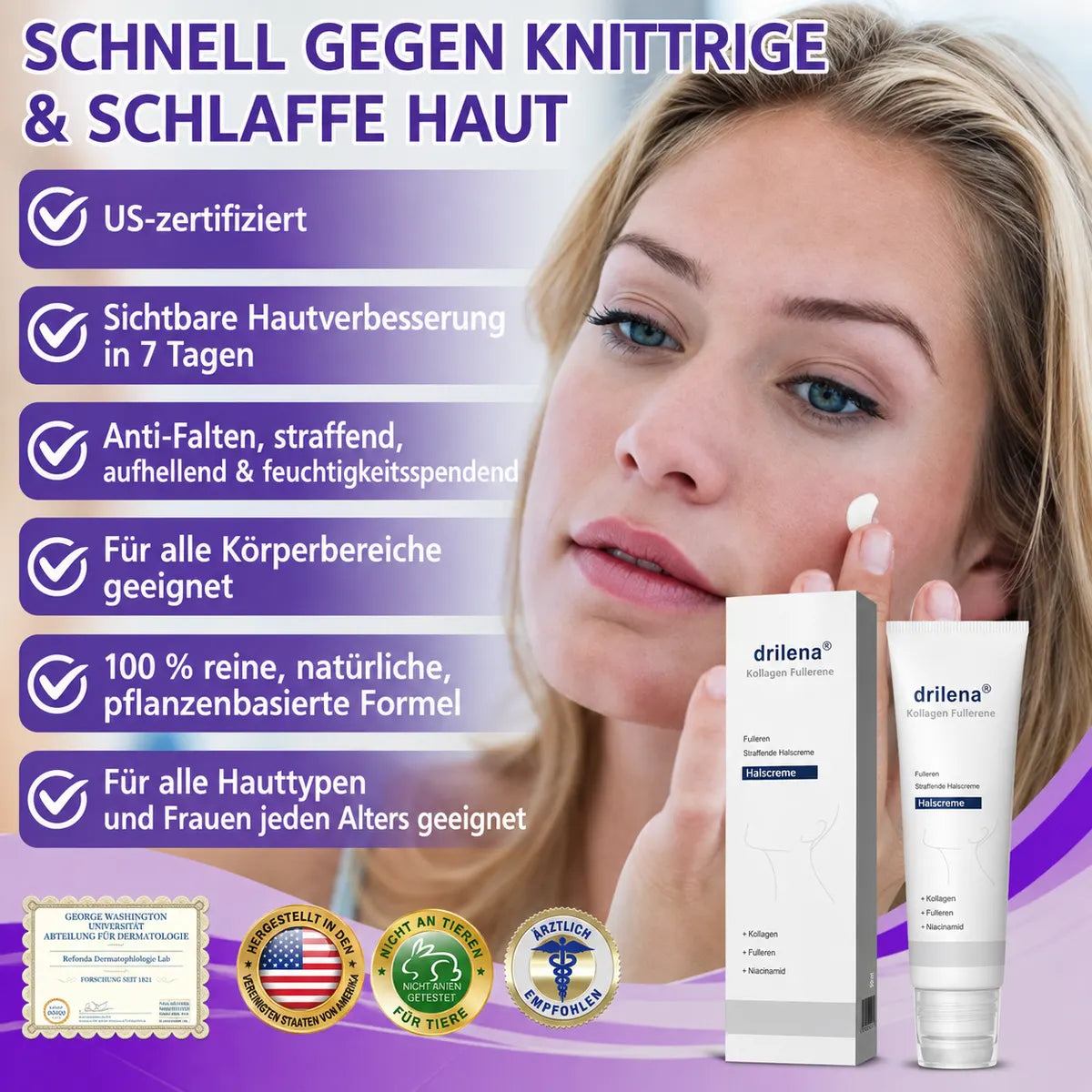 🪄drilena® Straffende Hals- & Dekolleté-Roll-On-Creme