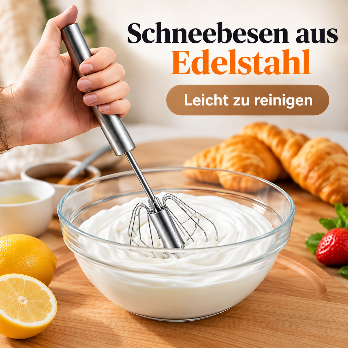 🛒 Edelstahl-Druck-Schneebesen – Lebensmittelecht, rostbeständig und ideal für die Küche