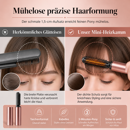 🪮 Kabelloser Mini-Stylingkamm mit Heizfunktion