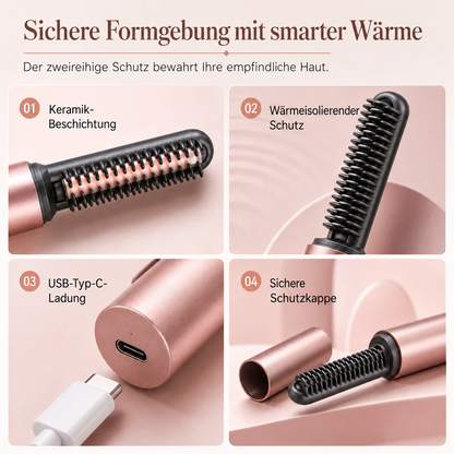 🪮 Kabelloser Mini-Stylingkamm mit Heizfunktion