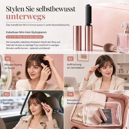 🪮 Kabelloser Mini-Stylingkamm mit Heizfunktion