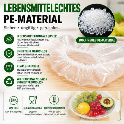 🔥 100 Stück elastische Frischhaltehauben für Schüsseln & Teller 🔥