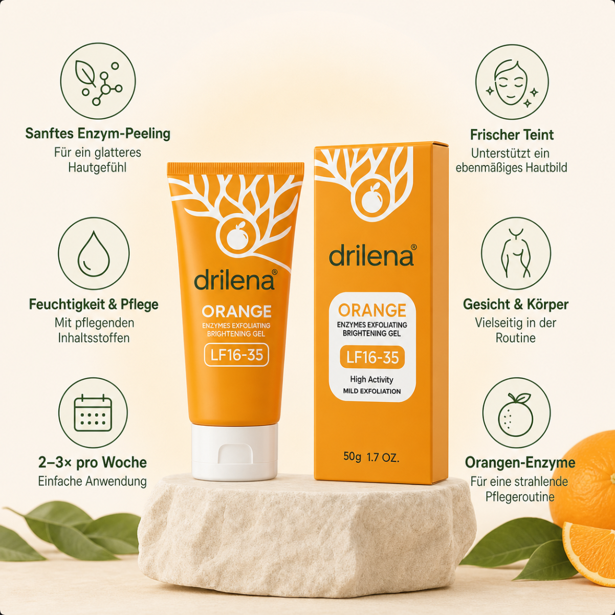 🧋drilena® Peeling-Gel mit Orangenenzym