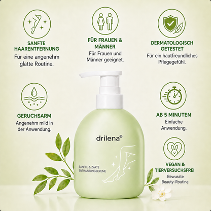🫧 drilena® Sanfte, nicht reizende Enthaarungscreme