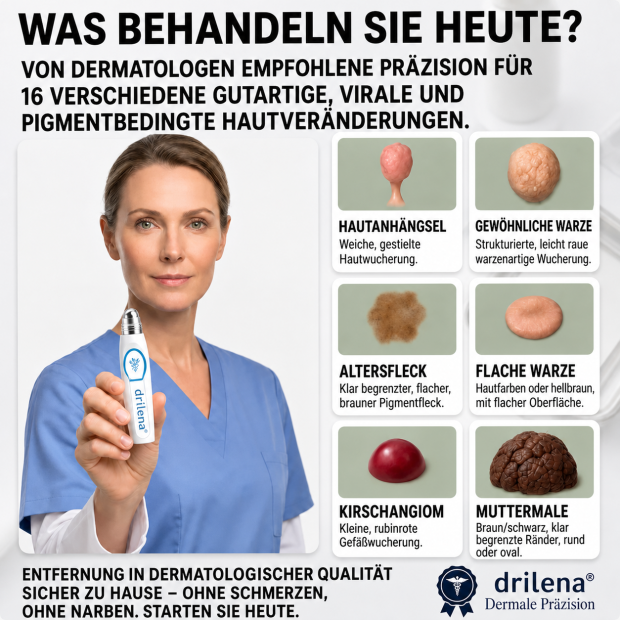 🛒drilena®7-Tage Hautanhängsel- & Fleckenentferner – schmerzfrei & narbenfrei Fortschrittlicher Roll-on-Stift zur Entfernung von Hautunreinheiten