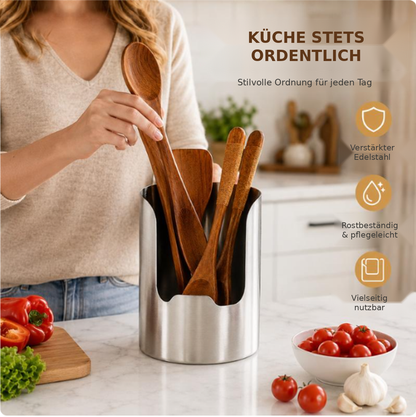🪄 1 Stück – Robuster Küchenutensilienhalter aus verstärktem Edelstahl, rostbeständig, leicht zu reinigen & vielseitig einsetzbar ✨
