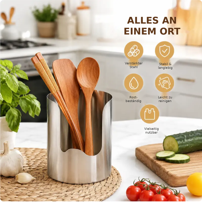 🪄 1 Stück – Robuster Küchenutensilienhalter aus verstärktem Edelstahl, rostbeständig, leicht zu reinigen & vielseitig einsetzbar ✨