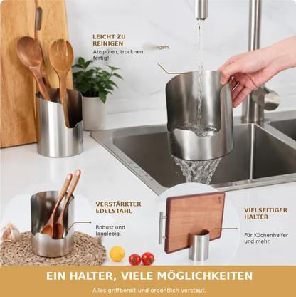 🪄 1 Stück – Robuster Küchenutensilienhalter aus verstärktem Edelstahl, rostbeständig, leicht zu reinigen & vielseitig einsetzbar ✨