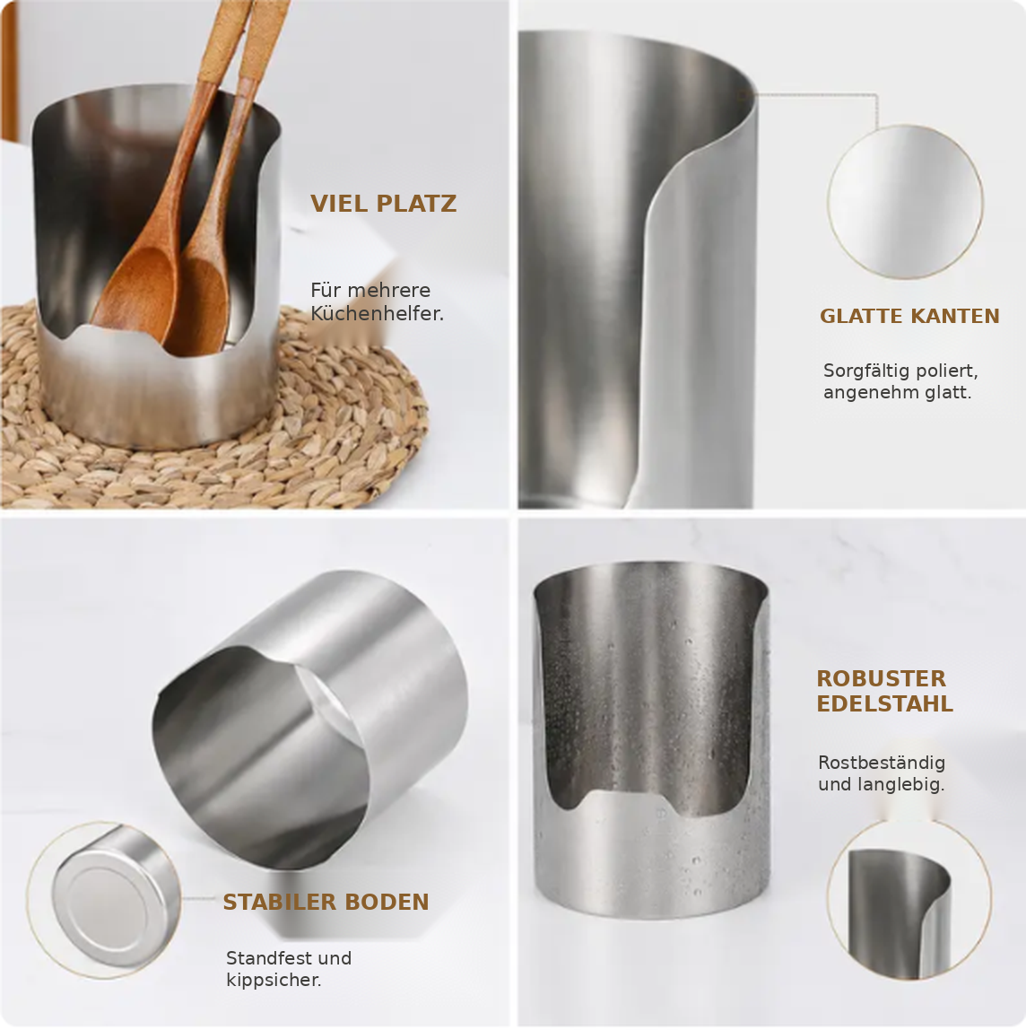 🪄 1 Stück – Robuster Küchenutensilienhalter aus verstärktem Edelstahl, rostbeständig, leicht zu reinigen & vielseitig einsetzbar ✨
