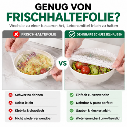 🔥 100 Stück elastische Frischhaltehauben für Schüsseln & Teller 🔥