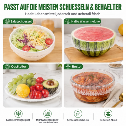 🔥 100 Stück elastische Frischhaltehauben für Schüsseln & Teller 🔥