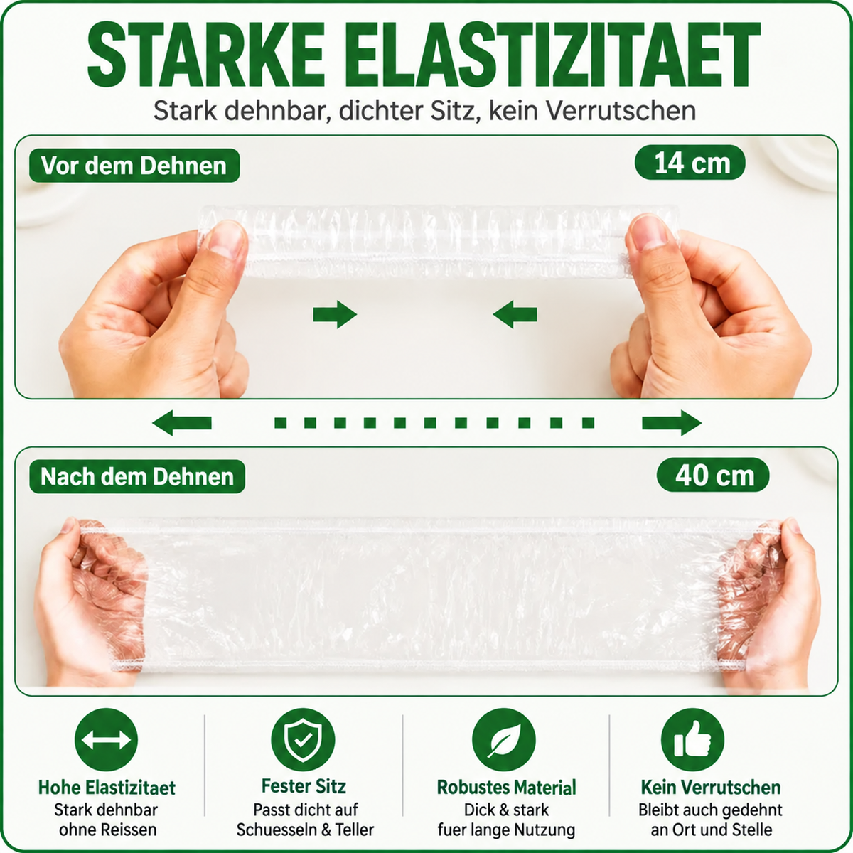 🔥 100 Stück elastische Frischhaltehauben für Schüsseln & Teller 🔥