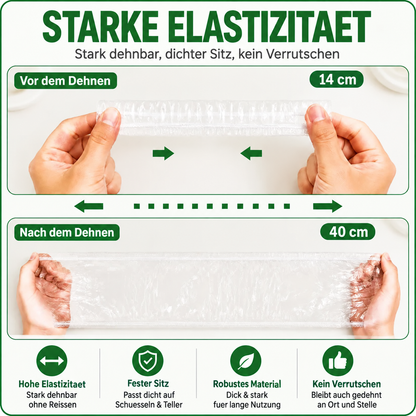 🔥 100 Stück elastische Frischhaltehauben für Schüsseln & Teller 🔥