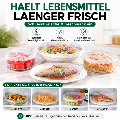 🔥 100 Stück elastische Frischhaltehauben für Schüsseln & Teller 🔥